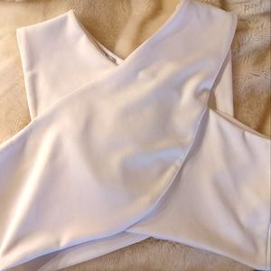New missy empire cropped cross white top sz L